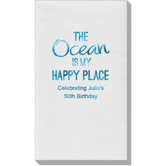 The Ocean Is My Happy Place Linen Like Guest Towels